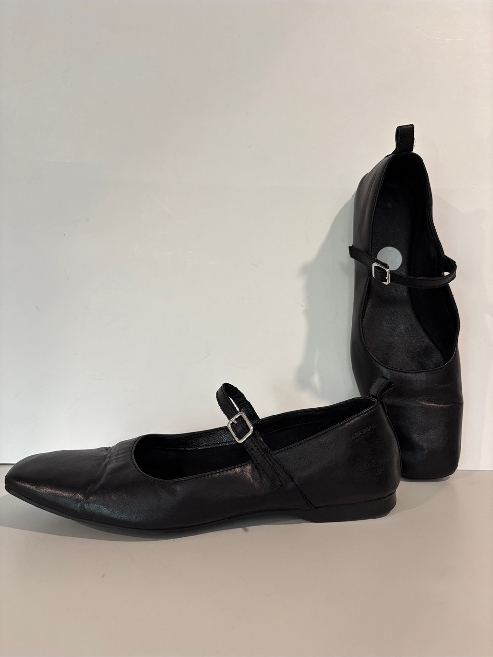 Vagabond Delia Black Leather Mary Jane Ballet Flats EU 38 Square Toe - Picture 4 of 16